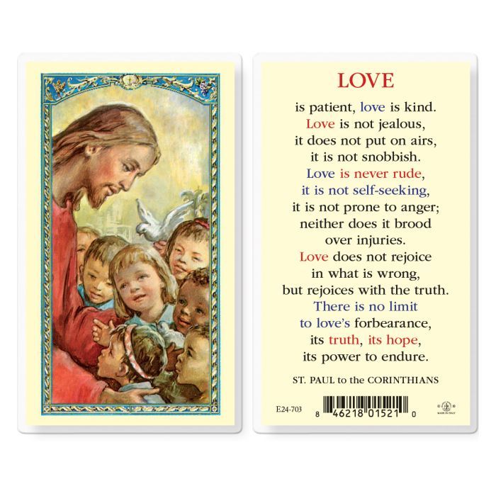 Saint Paul Corinth Love is Patient Holy Card E24-703
