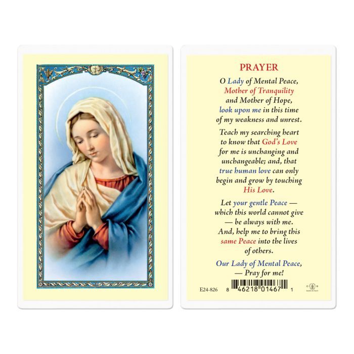 Our Lady of Mental Peace with Blessed Virgin Mary Holy Card E24-826