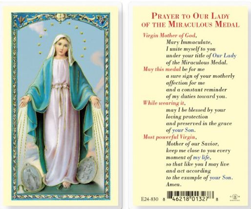      E24-830 Our Lady of the Miraculous Medal Holy Card (800-273)