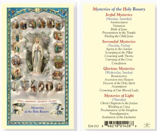        Mysteries of the Rosary Holy Card E24-212