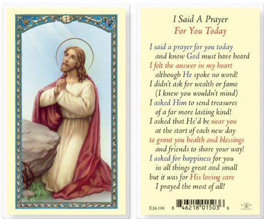      E24-108 I Said a Prayer For You Today Holy Card (800-260)