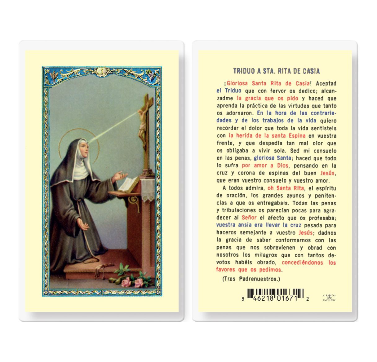 Oracion a Santa Rita De Casia Holy Card S24-532