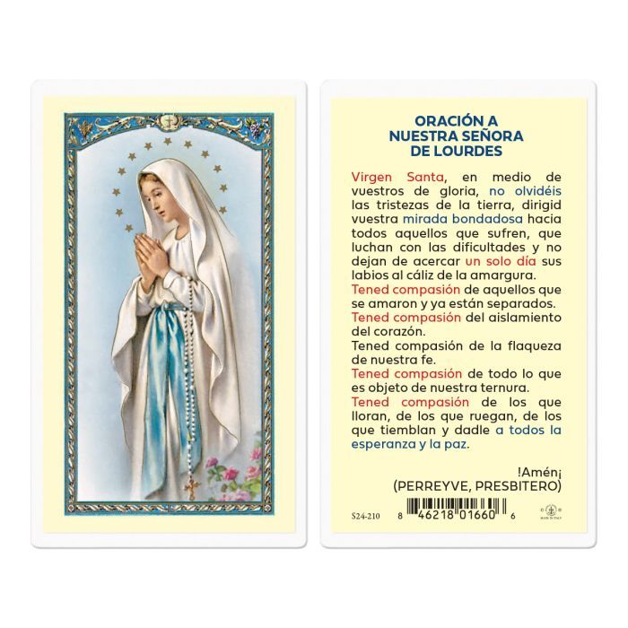 Oracion a Nuestra Senora De Lourdes Holy Card S24-210 (700-003)