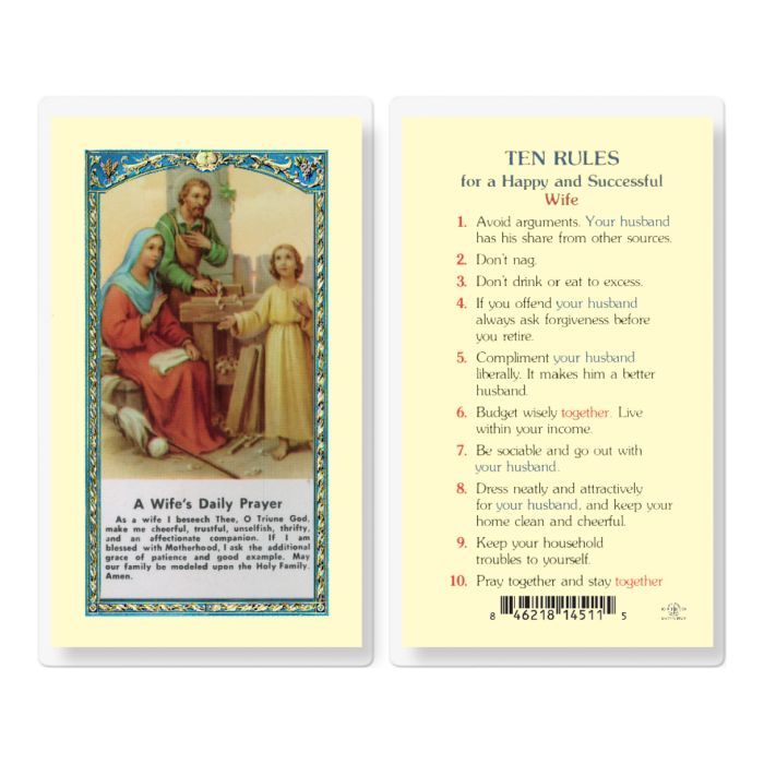         A Wife's Daily Prayer Holy Card E24-731 (800-072)