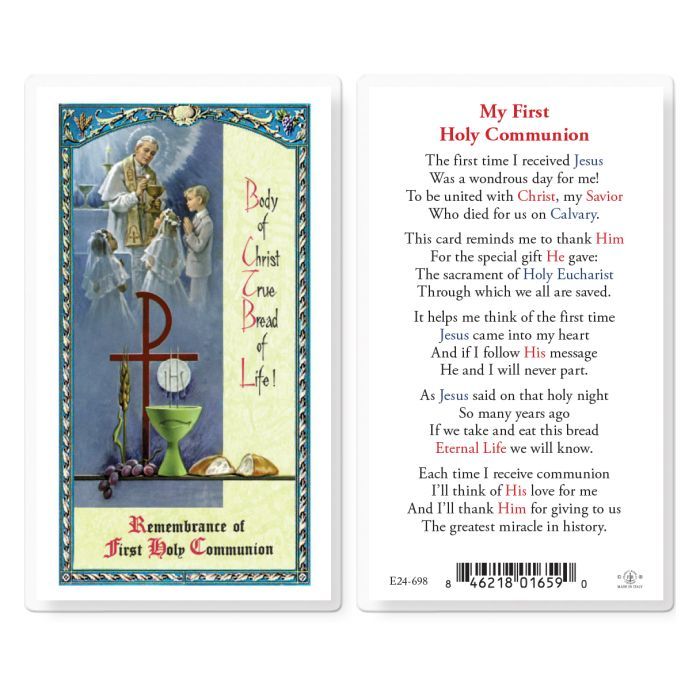        First Holy Communion Unisex Holy Card E24-698 (800-128)