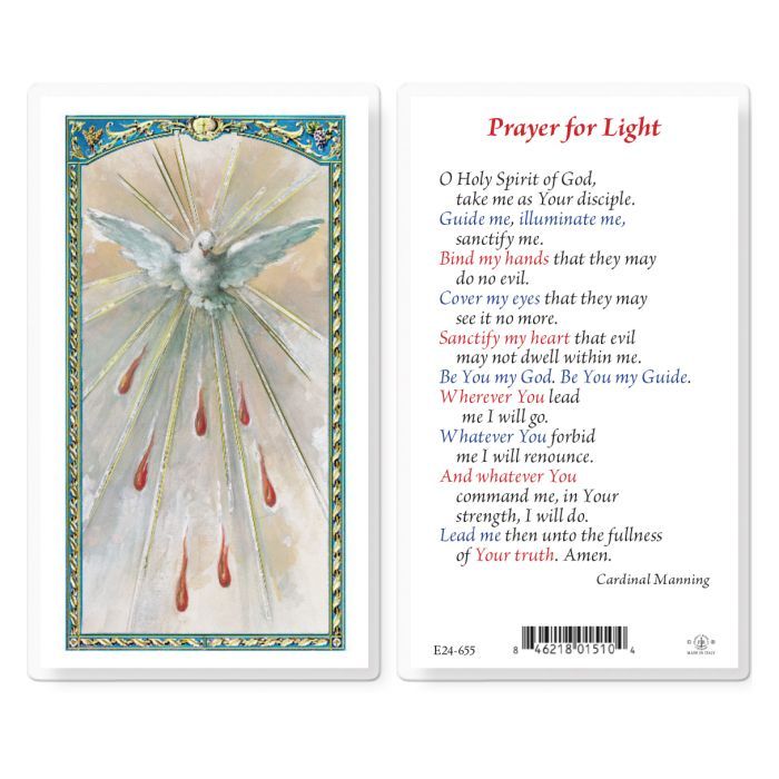        Prayer For Light Holy Card E24-655 (800-127)