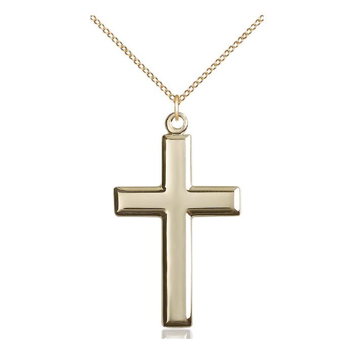 Cross Polished Gold Filled w/20" Gold Plated Chain w/Clasp 2192/C04GP20 C04-LC