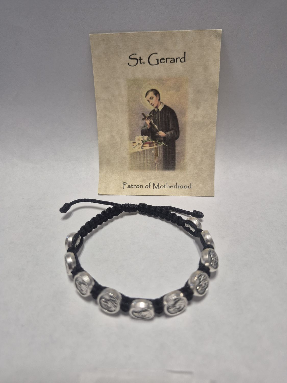 St. Gerard Black Cord Slip Knot Bracelet ZZ112BKK