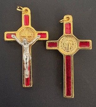 1.5" Red Inlay St, Benedict Crucifix - 16-117-07
