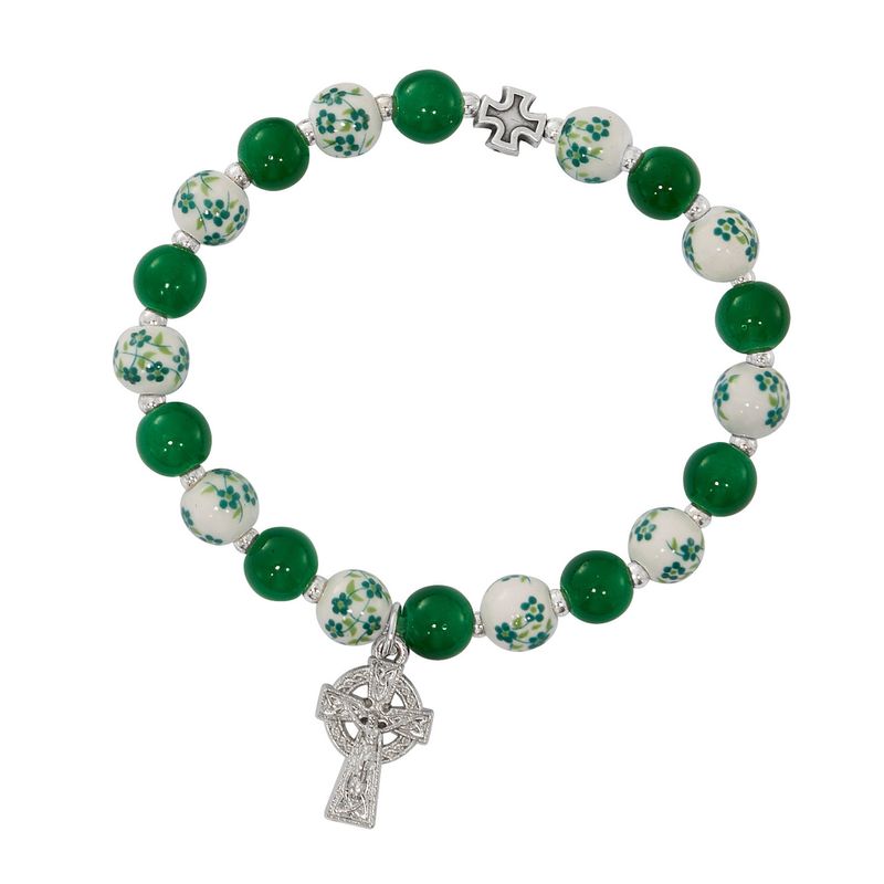      B1049C Green Irish Stretch Bracelet