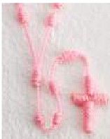      Pink Hand Woven Cord Rosary - 26-014-06