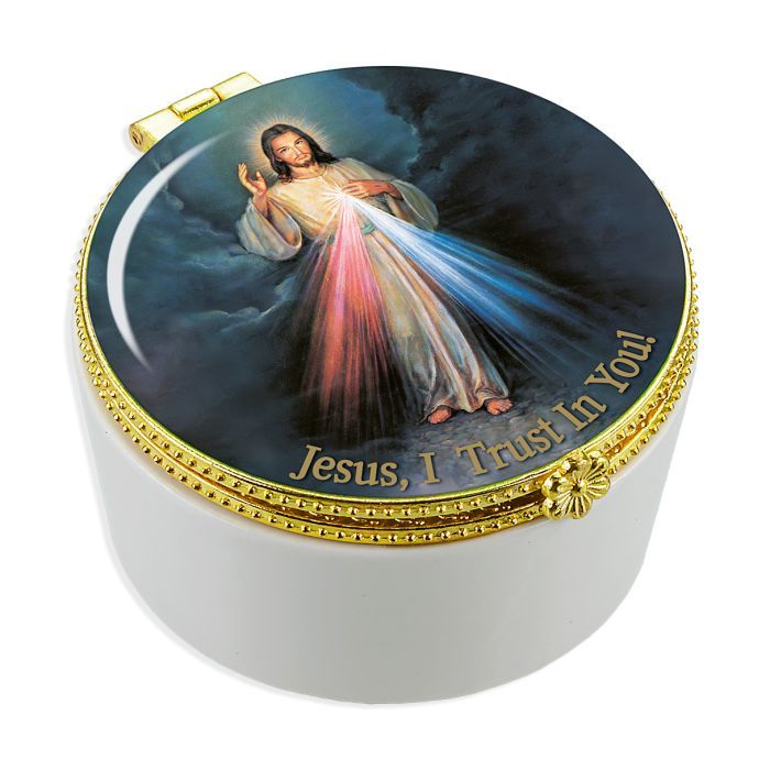 Porcelain Rosary Box Divine Mercy 5991-123