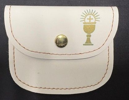 White First Communion Snap Rosary Pouch 25-402-01
