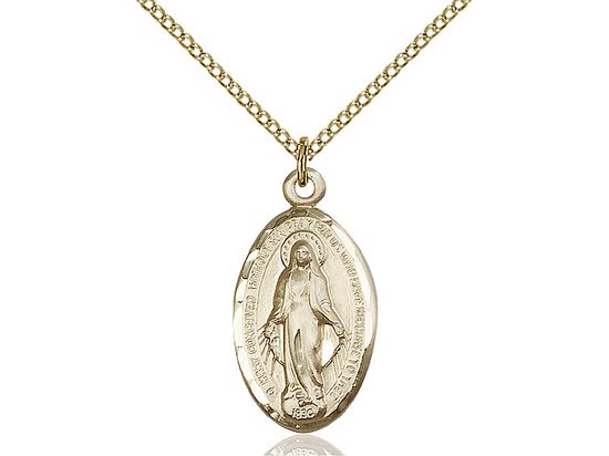       Miraculous Medal Gold Filled 18' Gold Plated Chain -Lobster Claw - 1615GF/18GF C04LC