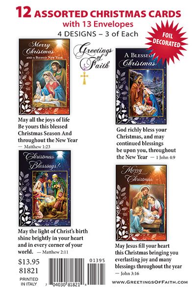        Assortment Christmas Cards 12cn 4 designs Box set 81821