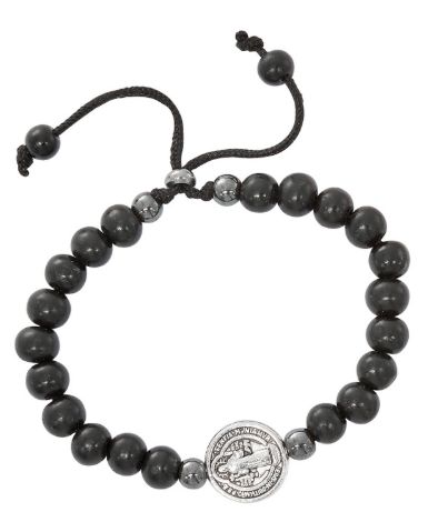       B1120C - Men's Adjust Wood St. Benedict Bracelet