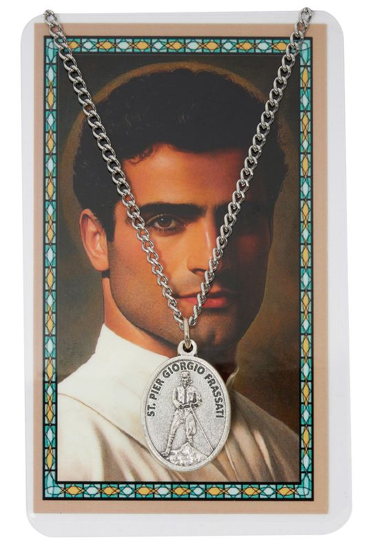      St. Pier Giorgio Frassati Medal w/Prayer Card - 24" Chain - PSD550PGF