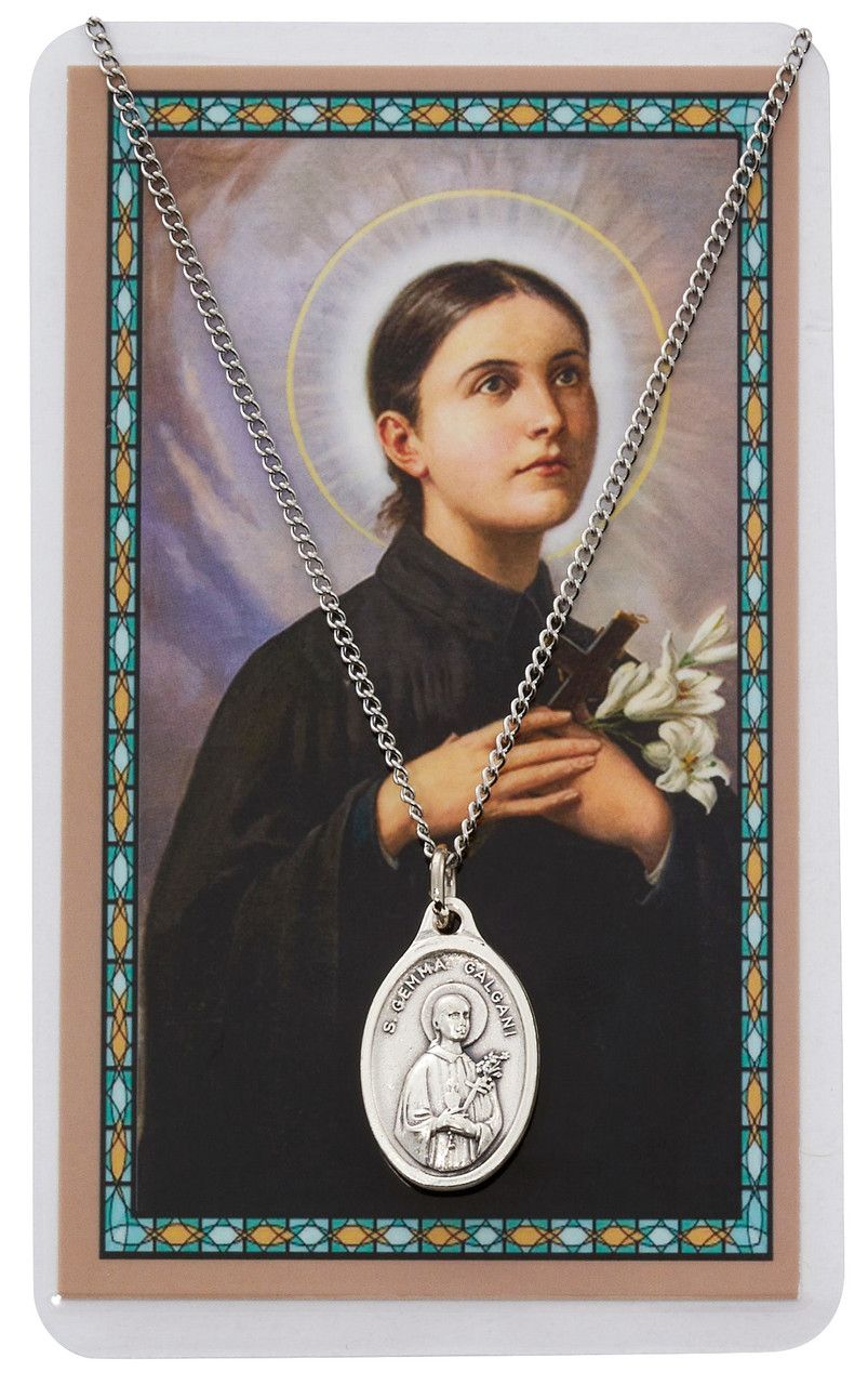       St. Gemma Galgani Medal w/ Prayer Card - 18" Chain - PSD500GM