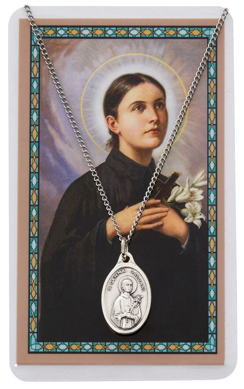       St. Gemma Galgani Medal w/ Prayer Card - 18" Chain - PSD500GM