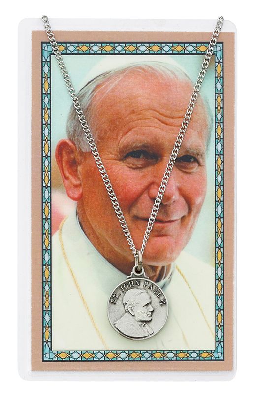        St. John Paul ll Medal w/ Prayer Card Set - 18" Chain - PSD697