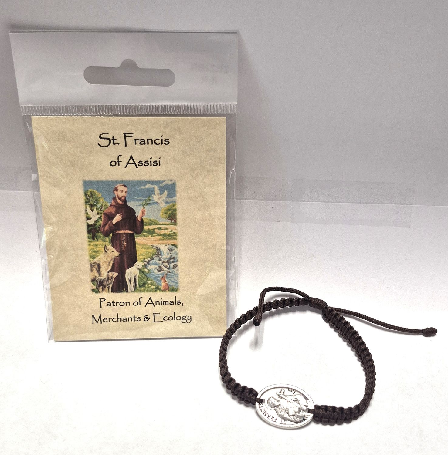 St. Francis Corded Bracelet Large Brown ZB22BN/FR