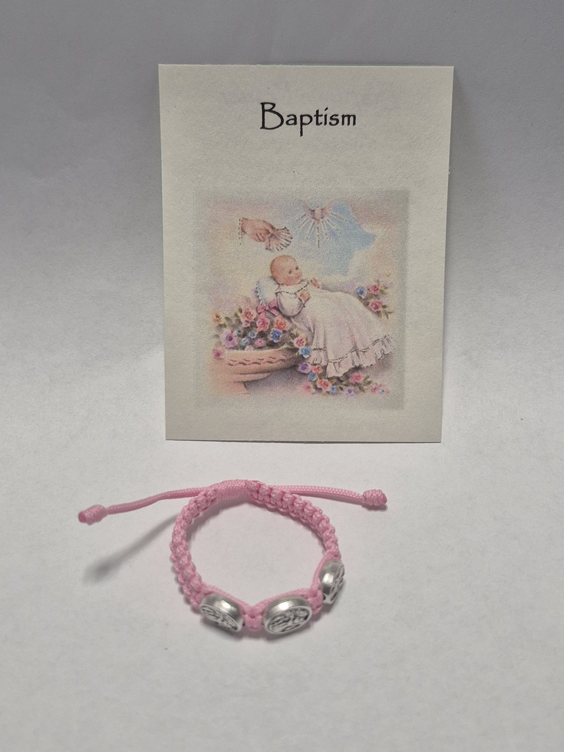 Baptism Children's Pink Cord Slip Knot Bracelet ZZ52PK