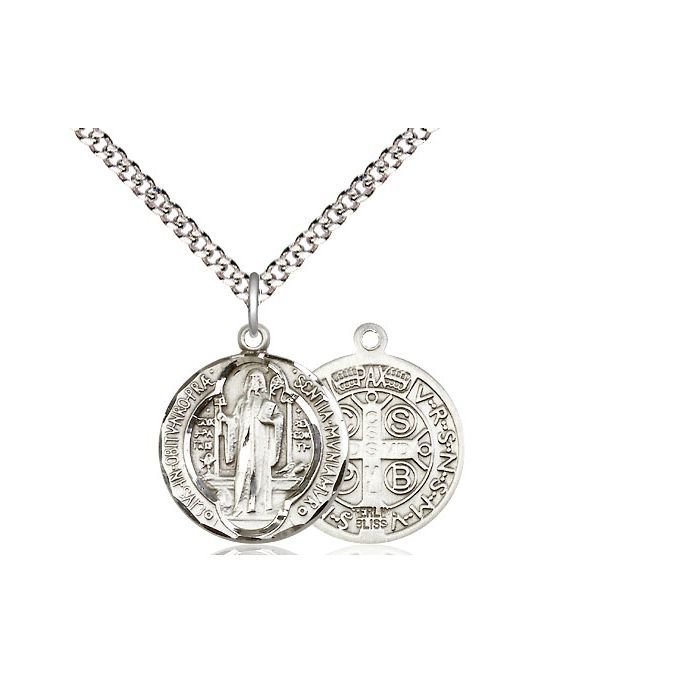 St. Benedict Medal w/24" Rhodium Chain w/Clasp 0026BSS/24LS C52LC