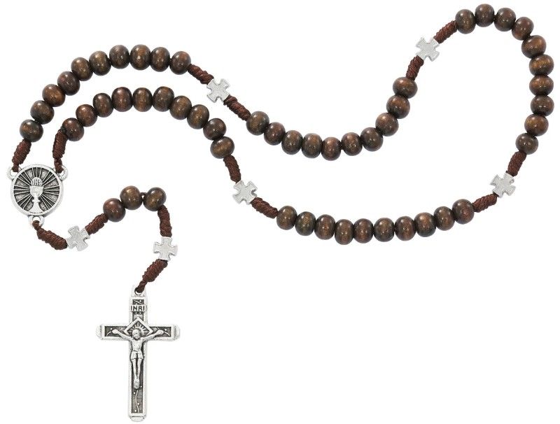        Brown Corded Communion 7mm bead Rosary R899C