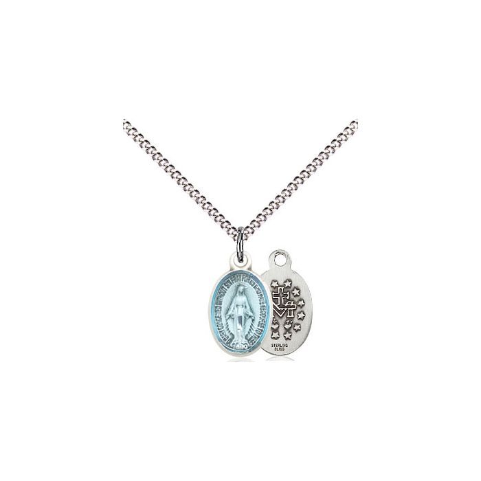 Miraculous Blue Enameled Sterling Silver 0702EMS/16" LT Curb CH-LC C05