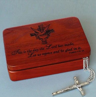 Holy Spirit Rose Wood Keepsake box 4077/HS