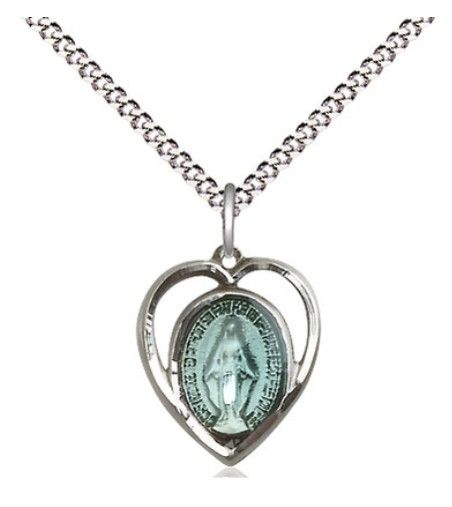 Blue Enamel Miraculous Heart Sterling Silver 18"4125ESS Light Curb CH-LC/20