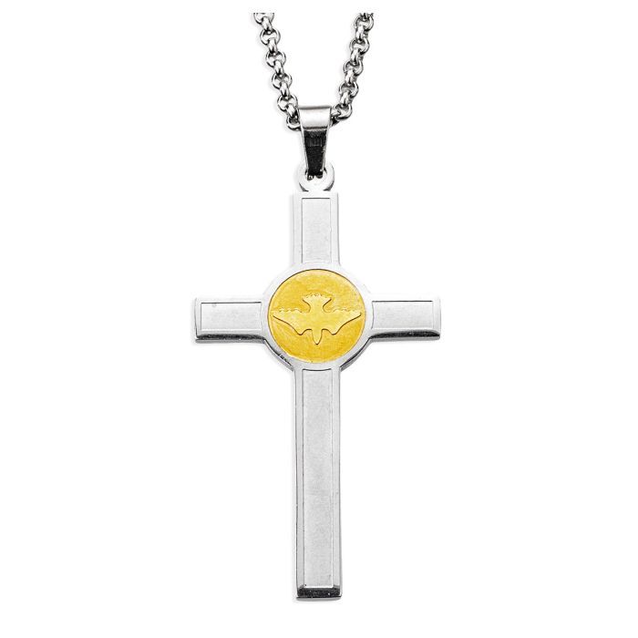        Holy Spirit Two Tone Cross Stainless Steel 24" Chain 2187BX