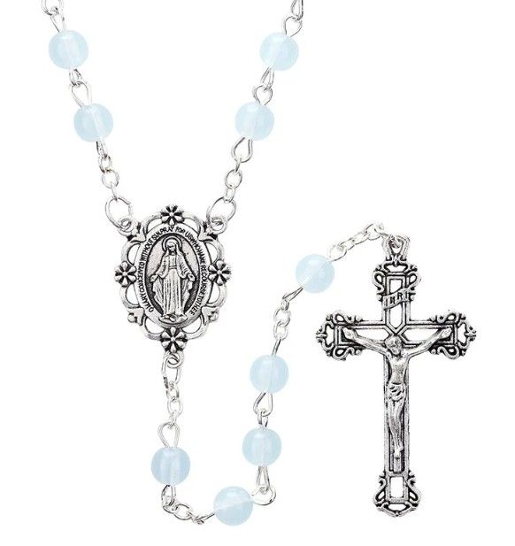 Light Blue 6mm Bead Rosary bk-18286