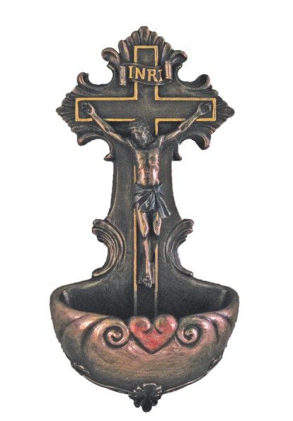 6.75" Crucifixion Font Cold Cast Bronze SR-75722