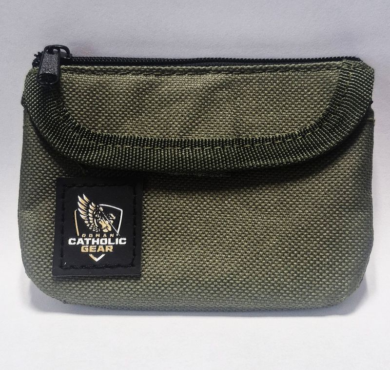       Green Canvas Rosary Pouch Roman Catholic Gear