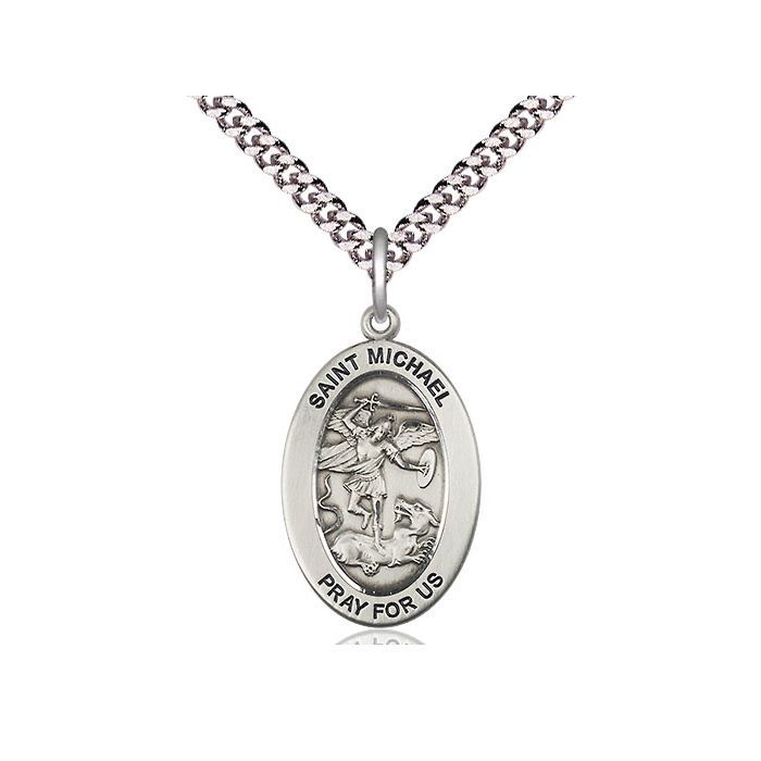 Michael Oval Sterling Silver Medal 24" 11076SS/24 C54-LC