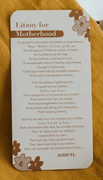 Litany for Motherhood Holy Card