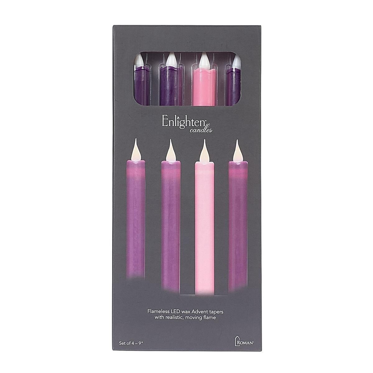 9" 4-piece Avent LED Candles 140002