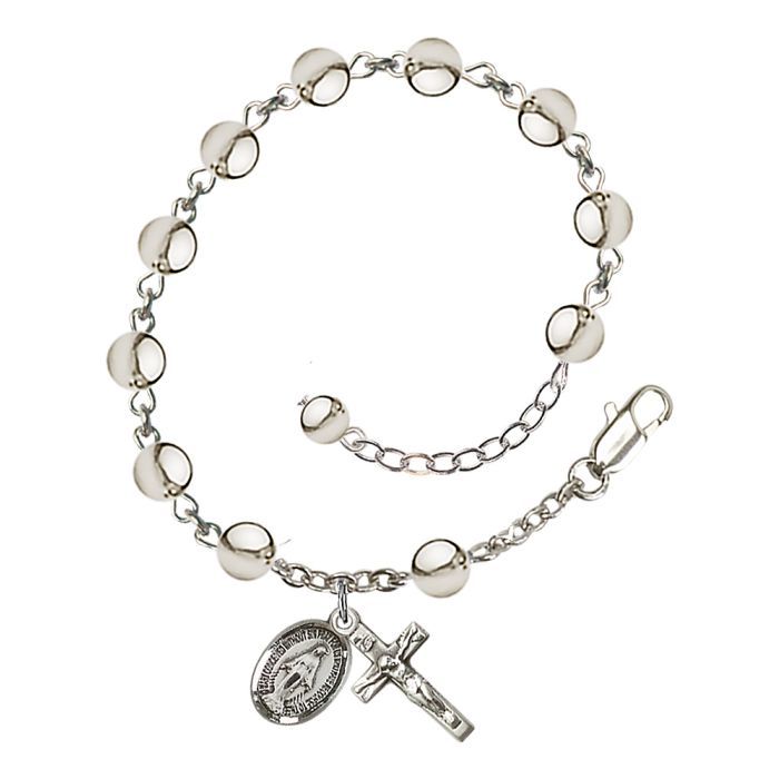 6mm Rosary Bracelet Sterling/Rhodium RB0806SSW
