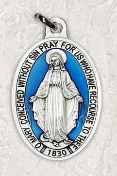        1" Miraculous Medal Oval Blue Enamel 171-34-2600