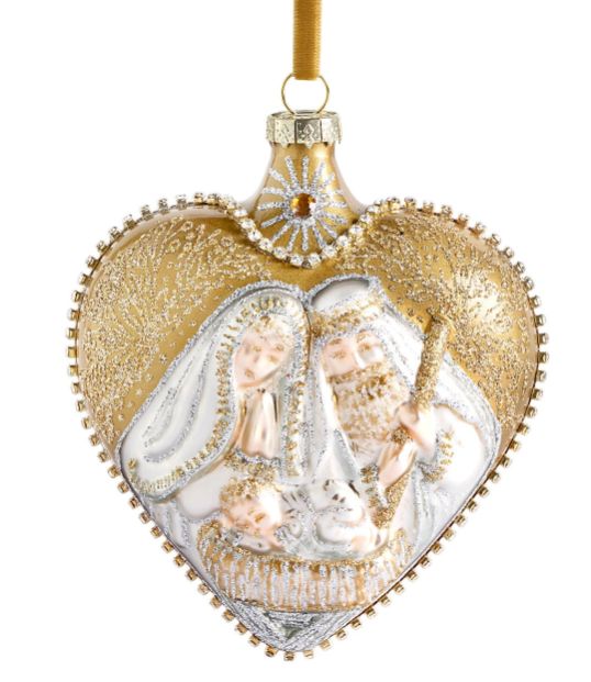       Holy Family Silver/Gold Blown Glass Ornament 