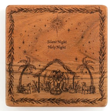 Silent Night Holy Night Wood Trivet