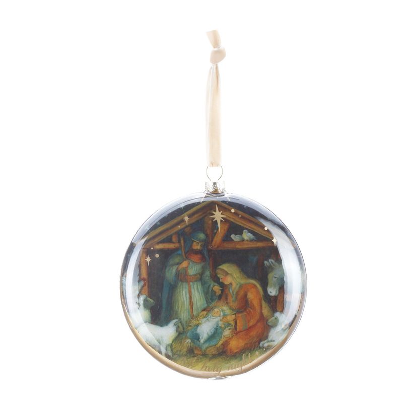 Glass Disk Nativity Ornament