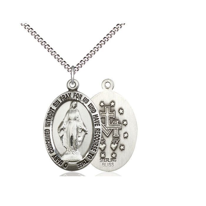        Miraculous Sterling Silver Medal w/18" Rhodium Chain w/Clasp 4025SS/18S C50LC