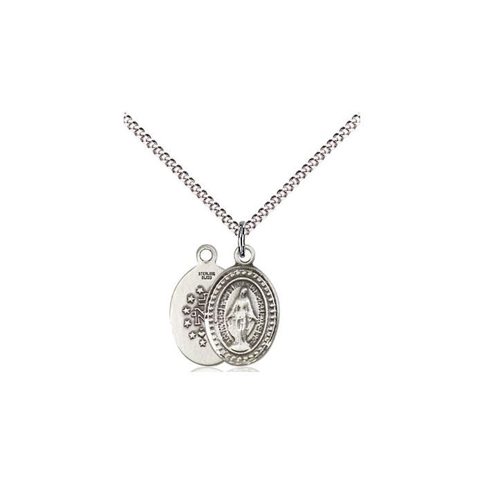       Miraculous Sterling Silver Medal w/18" Rhodium Chain w/Clasp 0700SS/18S C50LC