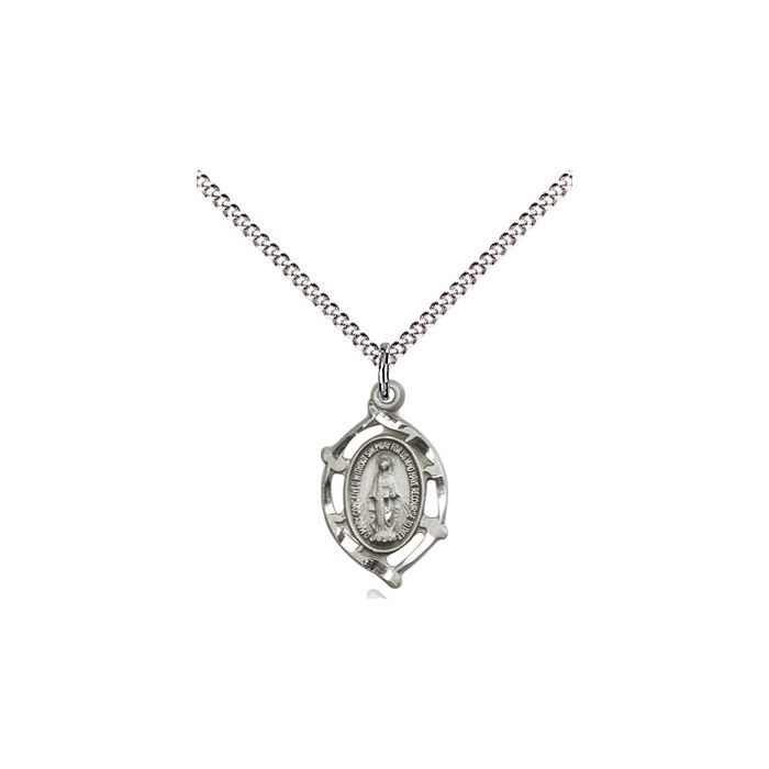        Miraculous Sterling Silver Medal w/18" Rhodium Chain w/Clasp 4152MSS/18S C50LC