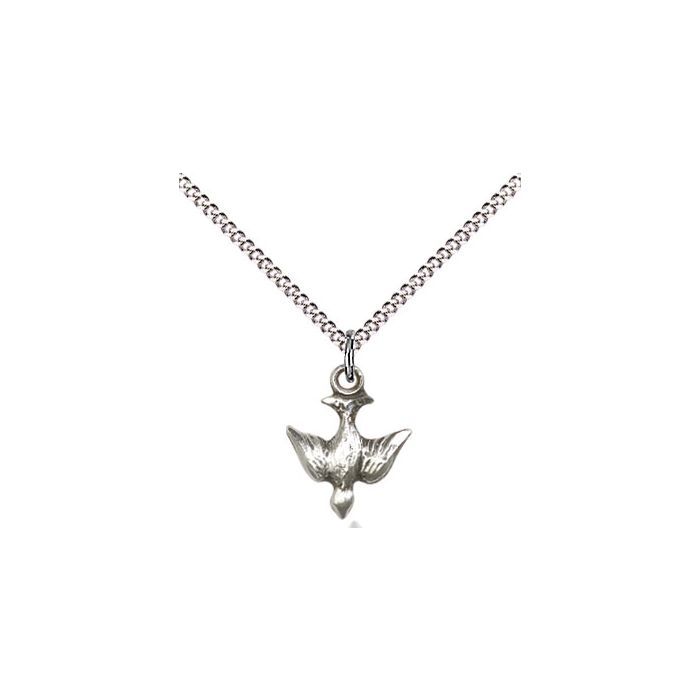        Holy Spirit Sterling Silver Medal w/18" Rhodium Chain w/Clasp 0208SS/18S C50LC