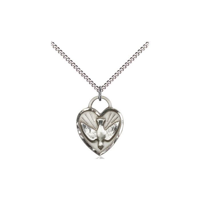       Confirmation Heart Sterling Silver Charm w/18" Rhodium Chain w/Clasp 3405SS/18S C50LC
