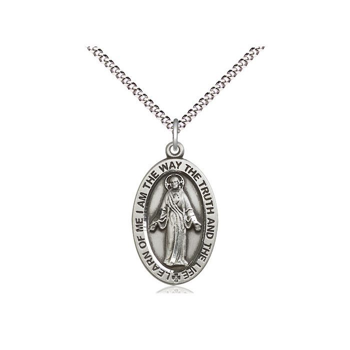       Scapular Sterling Silver Medal w/18" Rhodium Chain w/Clasp 4123SSS/18S C50LC
