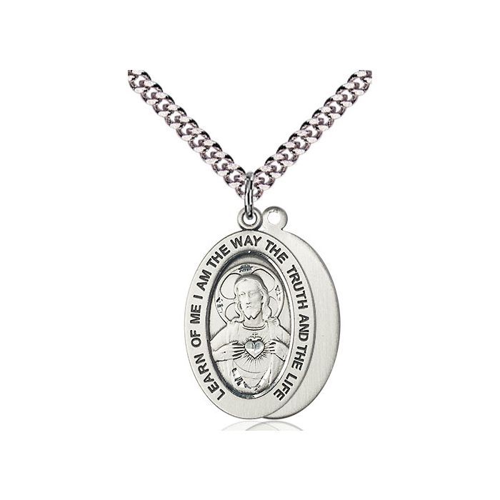         Scapular Oval Sterling Silver Medal Mt. Carmel w/20" Rhodium Chain w/Clasp 11098SS/20S C52LC